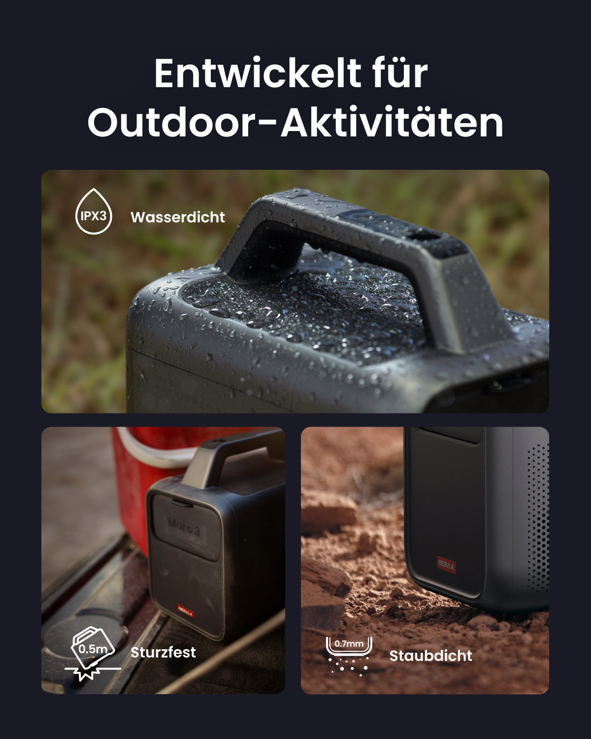 Mars 3 | Outdoor-Projektor mit langer Spielzeit